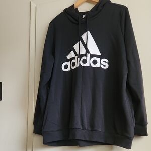 NWOT 2X Adidas Women's Black Trefoil Hoodie With White Logo